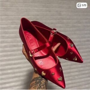 Karl Lagerfeld Veyda Pointed Toe Red Mary Jane